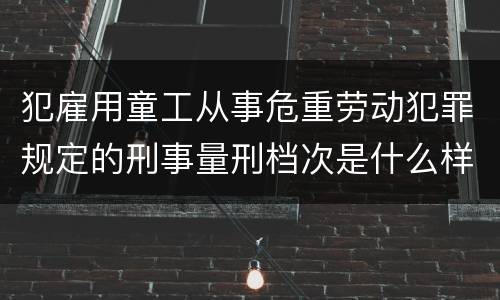 犯雇用童工从事危重劳动犯罪规定的刑事量刑档次是什么样的