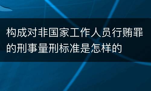 构成对非国家工作人员行贿罪的刑事量刑标准是怎样的