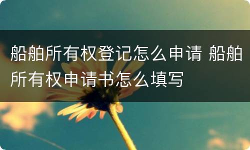 船舶所有权登记怎么申请 船舶所有权申请书怎么填写
