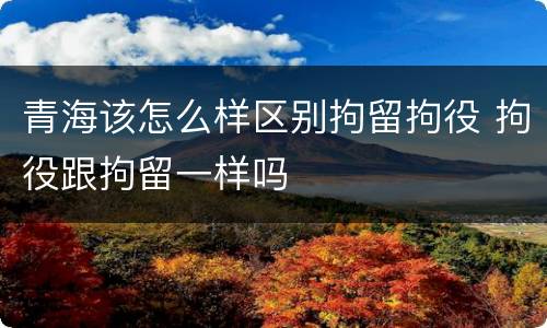 青海该怎么样区别拘留拘役 拘役跟拘留一样吗