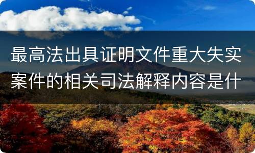 最高法出具证明文件重大失实案件的相关司法解释内容是什么