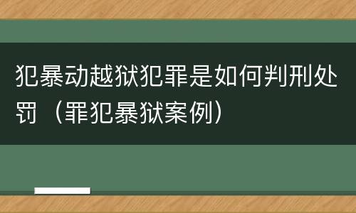 犯暴动越狱犯罪是如何判刑处罚（罪犯暴狱案例）