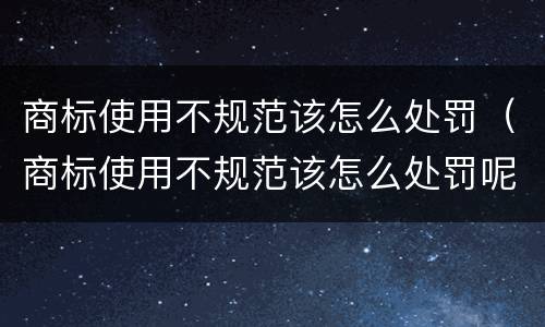 商标使用不规范该怎么处罚（商标使用不规范该怎么处罚呢）
