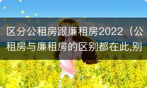 区分公租房跟廉租房2022（公租房与廉租房的区别都在此,别再搞错了!）