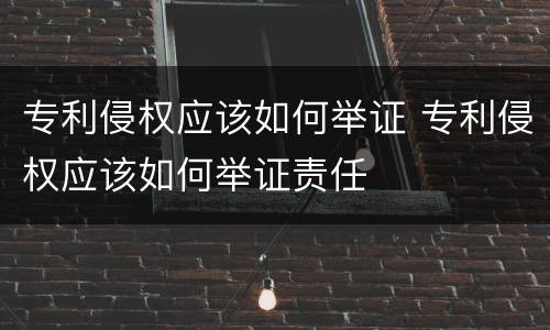 专利侵权应该如何举证 专利侵权应该如何举证责任