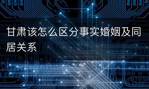 甘肃该怎么区分事实婚姻及同居关系