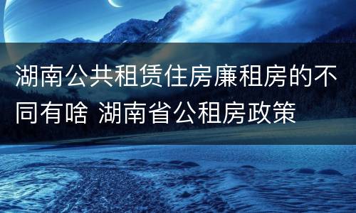 湖南公共租赁住房廉租房的不同有啥 湖南省公租房政策