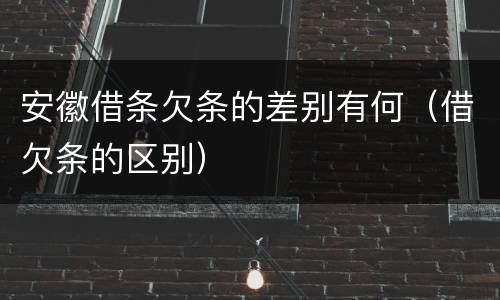 安徽借条欠条的差别有何（借欠条的区别）