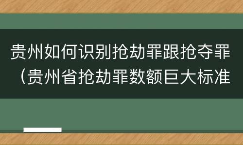 贵州如何识别抢劫罪跟抢夺罪（贵州省抢劫罪数额巨大标准）