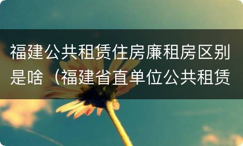 福建公共租赁住房廉租房区别是啥（福建省直单位公共租赁住房）