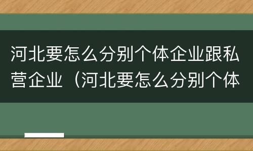 河北要怎么分别个体企业跟私营企业（河北要怎么分别个体企业跟私营企业呢）
