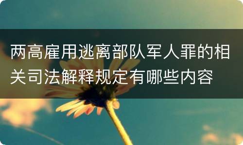 两高雇用逃离部队军人罪的相关司法解释规定有哪些内容