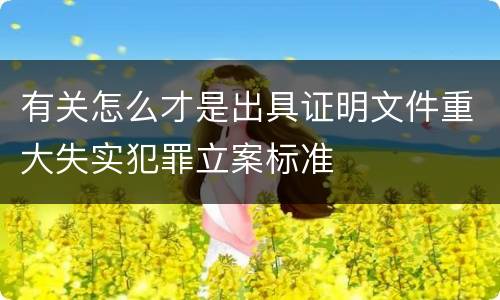 有关怎么才是出具证明文件重大失实犯罪立案标准