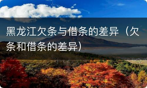 黑龙江欠条与借条的差异（欠条和借条的差异）