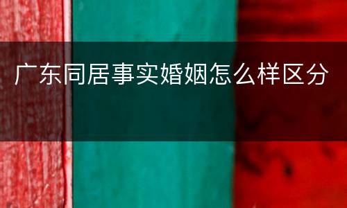 广东同居事实婚姻怎么样区分