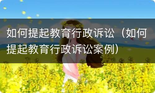 如何提起教育行政诉讼（如何提起教育行政诉讼案例）