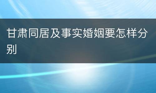 甘肃同居及事实婚姻要怎样分别
