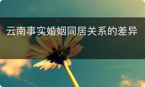 云南事实婚姻同居关系的差异