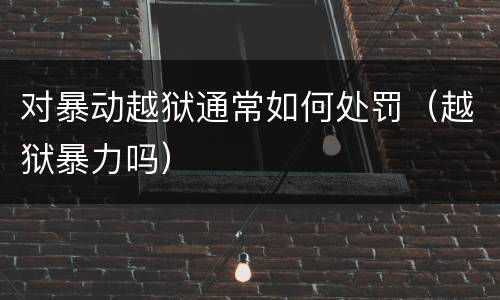 对暴动越狱通常如何处罚（越狱暴力吗）