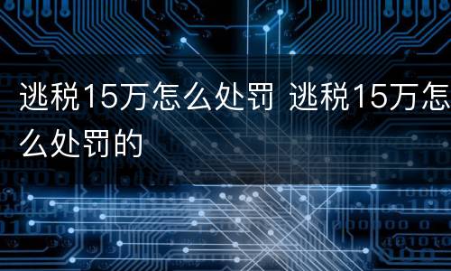 逃税15万怎么处罚 逃税15万怎么处罚的