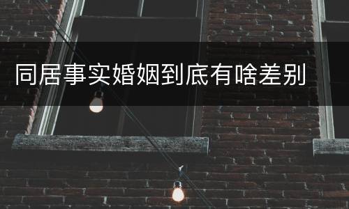 同居事实婚姻到底有啥差别