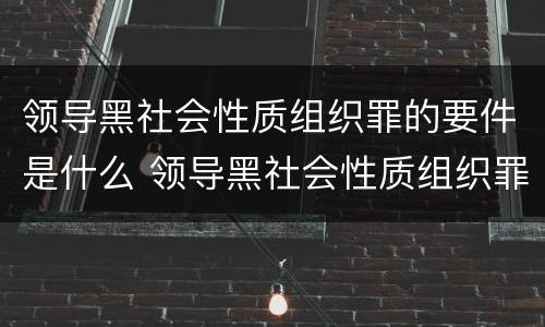 领导黑社会性质组织罪的要件是什么 领导黑社会性质组织罪的要件是什么意思