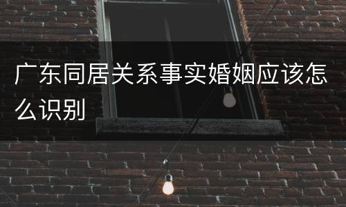 广东同居关系事实婚姻应该怎么识别