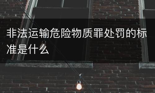 非法运输危险物质罪处罚的标准是什么