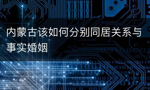 内蒙古该如何分别同居关系与事实婚姻