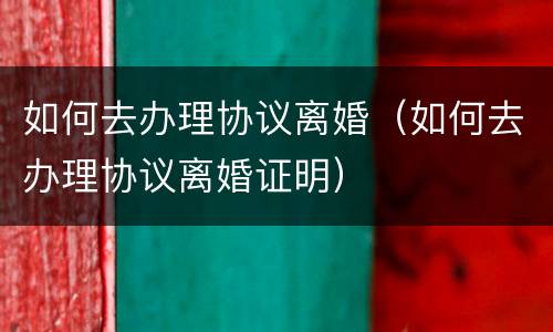 如何去办理协议离婚（如何去办理协议离婚证明）