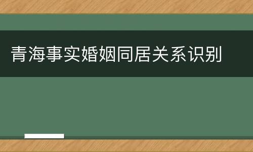 青海事实婚姻同居关系识别