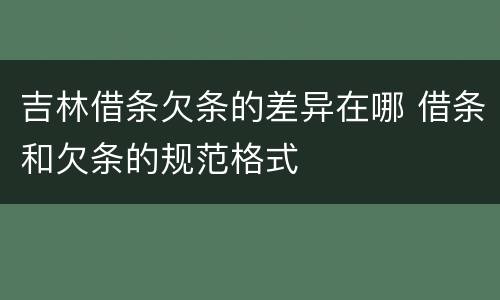 吉林借条欠条的差异在哪 借条和欠条的规范格式