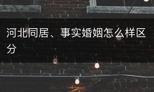 河北同居、事实婚姻怎么样区分