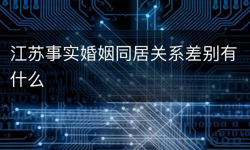 江苏事实婚姻同居关系差别有什么