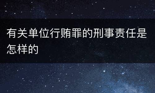 有关单位行贿罪的刑事责任是怎样的