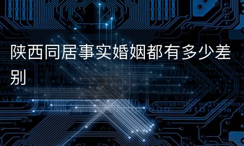 陕西同居事实婚姻都有多少差别