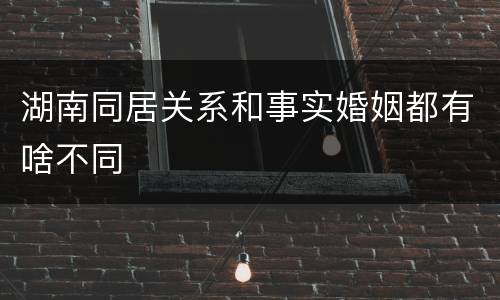 湖南同居关系和事实婚姻都有啥不同
