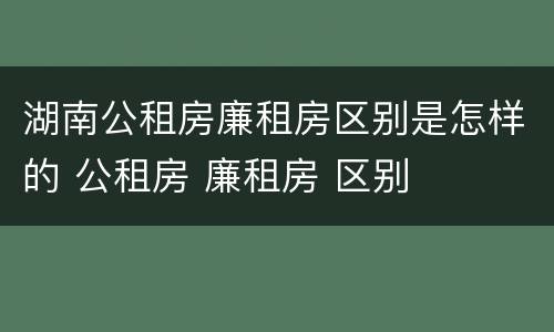 湖南公租房廉租房区别是怎样的 公租房 廉租房 区别