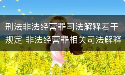 刑法非法经营罪司法解释若干规定 非法经营罪相关司法解释