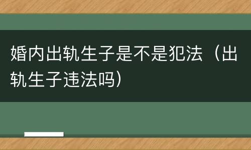 婚内出轨生子是不是犯法（出轨生子违法吗）