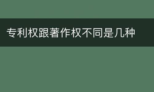 专利权跟著作权不同是几种
