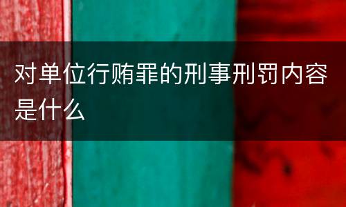 对单位行贿罪的刑事刑罚内容是什么