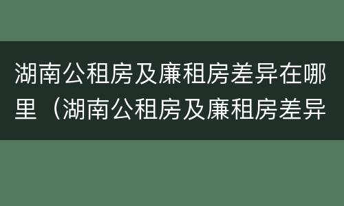 湖南公租房及廉租房差异在哪里（湖南公租房及廉租房差异在哪里查）