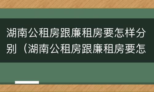 湖南公租房跟廉租房要怎样分别（湖南公租房跟廉租房要怎样分别选择）