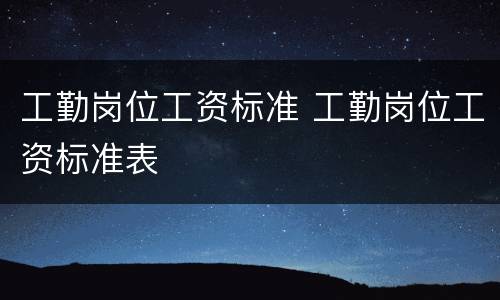 工勤岗位工资标准 工勤岗位工资标准表