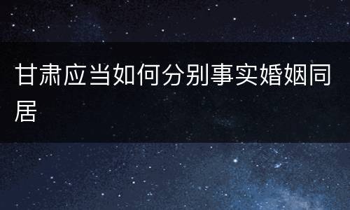 甘肃应当如何分别事实婚姻同居