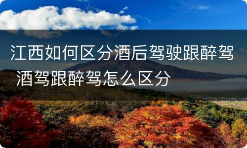 江西如何区分酒后驾驶跟醉驾 酒驾跟醉驾怎么区分