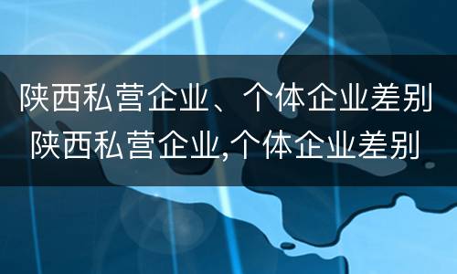 陕西私营企业、个体企业差别 陕西私营企业,个体企业差别大吗