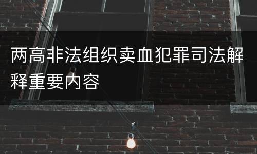 两高非法组织卖血犯罪司法解释重要内容