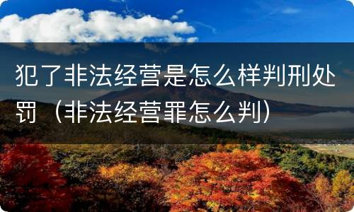 犯了非法经营是怎么样判刑处罚（非法经营罪怎么判）